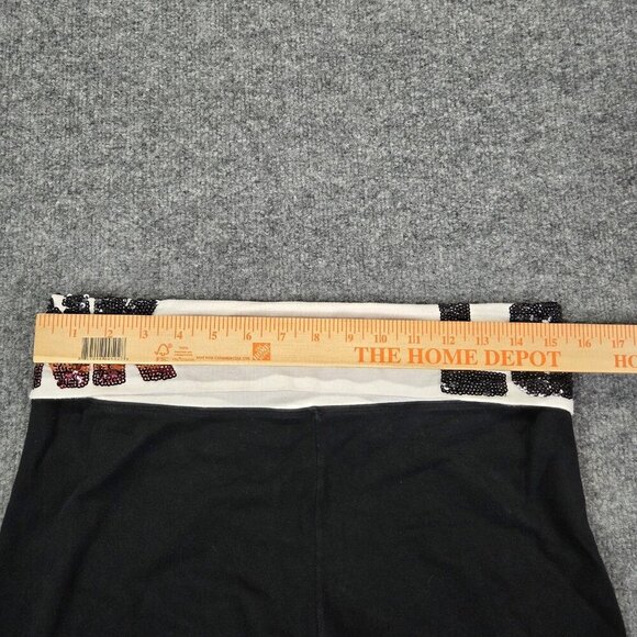 Victoria Secret PINK LOVE Black Yoga Cropped Fold Over Pants Sequins Large Y2k - Picture 10 of 12